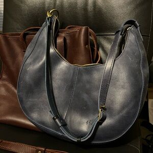 Leather Large Nora Bag in Cowboy Blue